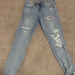 American Eagle Outfitters Light Blue Distressed Skinny Jeans